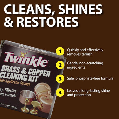 Twinkle Brass & Copper Cleaning Kit, Easy Effective Cream Formula, 4.38-Ounce (Pack of 2)