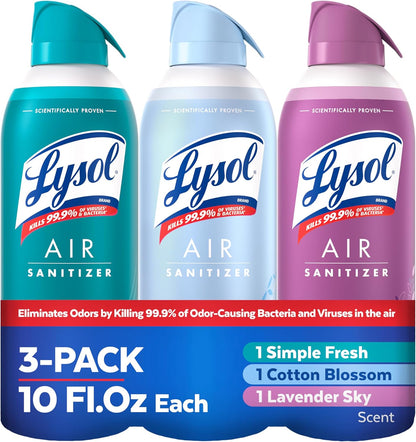 Lysol Bundle containing x2 Lysol Disinfectant Spray for Hard and Soft Surfaces, Crisp Linen, 19 Fl. Oz + Lysol Air Sanitizer Spray, For Air Sanitization and Odor Elimination, White Linen, 10 Fl. Oz
