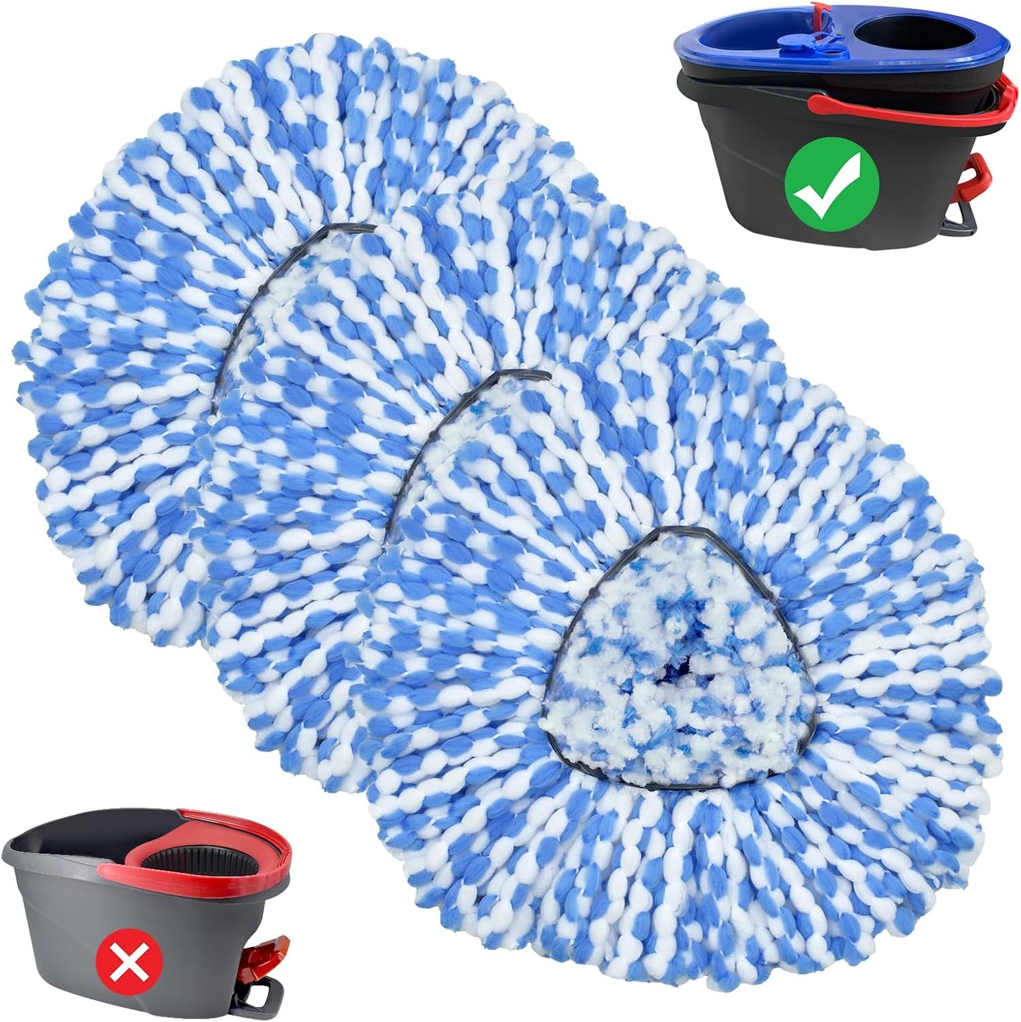 Mop Head Replacement Compatiable with Ocedar RinseClean 2-Tank System, Mircofiber Mop Heads Refill and Scrub Brush for O Cedar Rinseclean Spin Mop, 6 Pack Mop Refills & 2 Scrub Head for Floor Cleaning