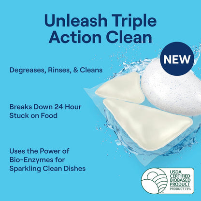 Seventh Generation Triple Action Clean Dishwasher Detergent Packs 1 pack Free & Clear For de-greasing and cleaning even the toughest food messes Fights 48-hr stuck-on food 8.9 oz