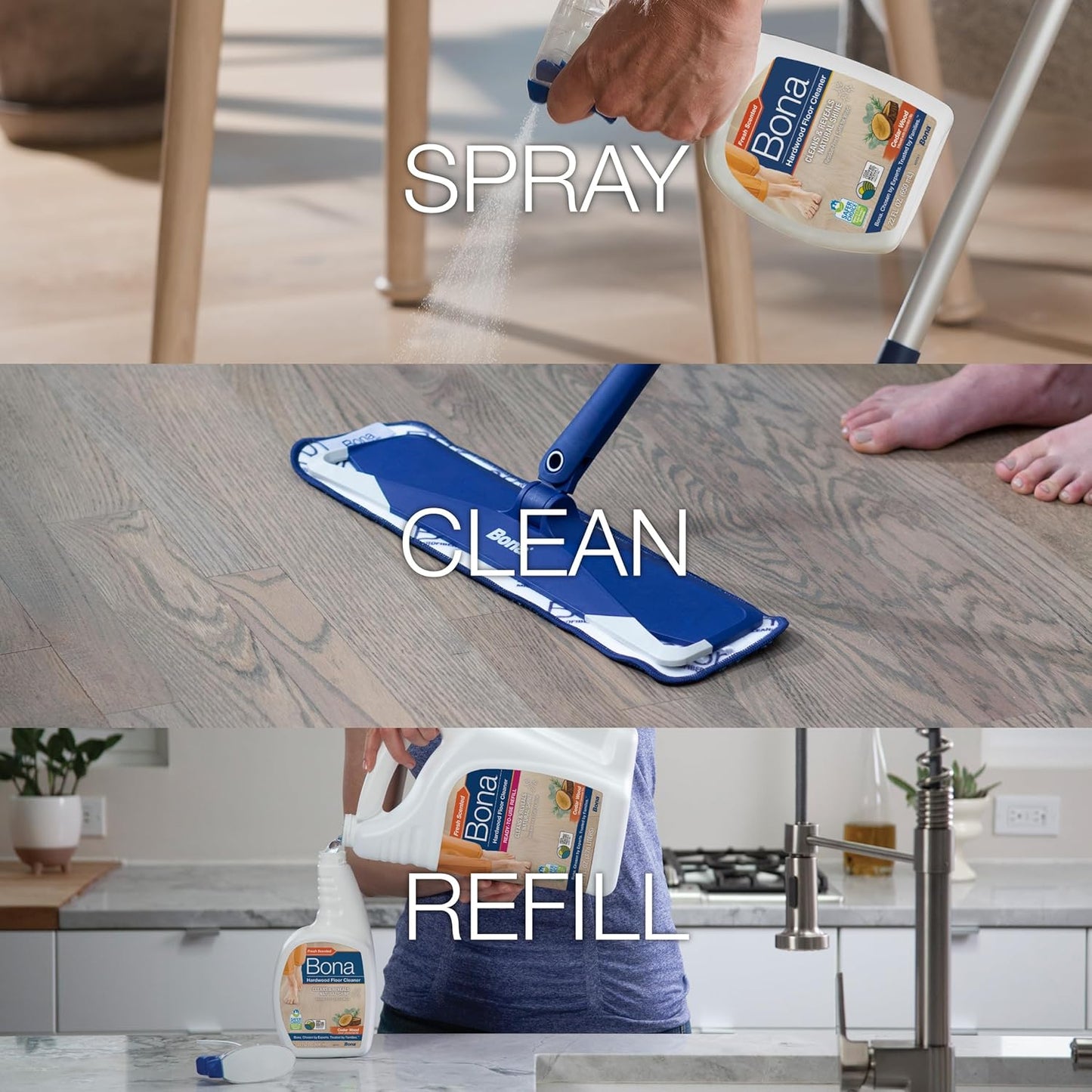 Bona Hardwood Floor Cleaner Spray - 32 fl oz - Residue-Free Floor Cleaning Solution for Wood Floors