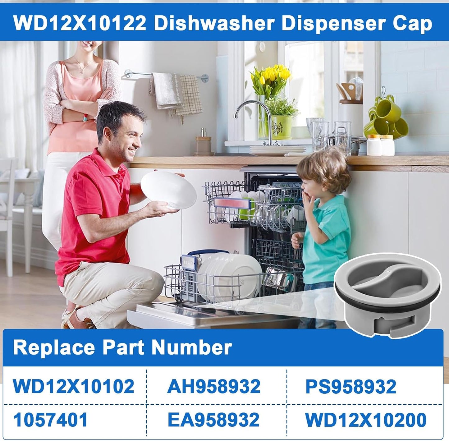 WD12X10122 Dishwasher Rinse Aid Dispenser Cap Compatible with GE Dishwasher, Replaces WD12X10102 WD12X10200 PS958932 EAP958919 1PCS