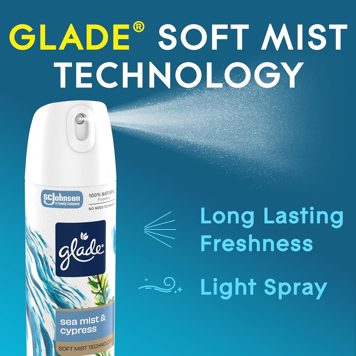 Glade Air Freshener Room Spray, Clean Linen Scent, Odor Fighting to Deliver Long Lasting Freshness, 7.3 Oz, 6 Count