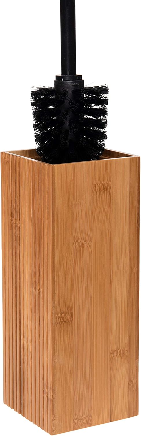 Bath Bliss Rounded Natural Bamboo Collection, Toilet Bowl Brush, Matching Accessories to Decorate Your Bathroom, Tall (10029-NATURAL)