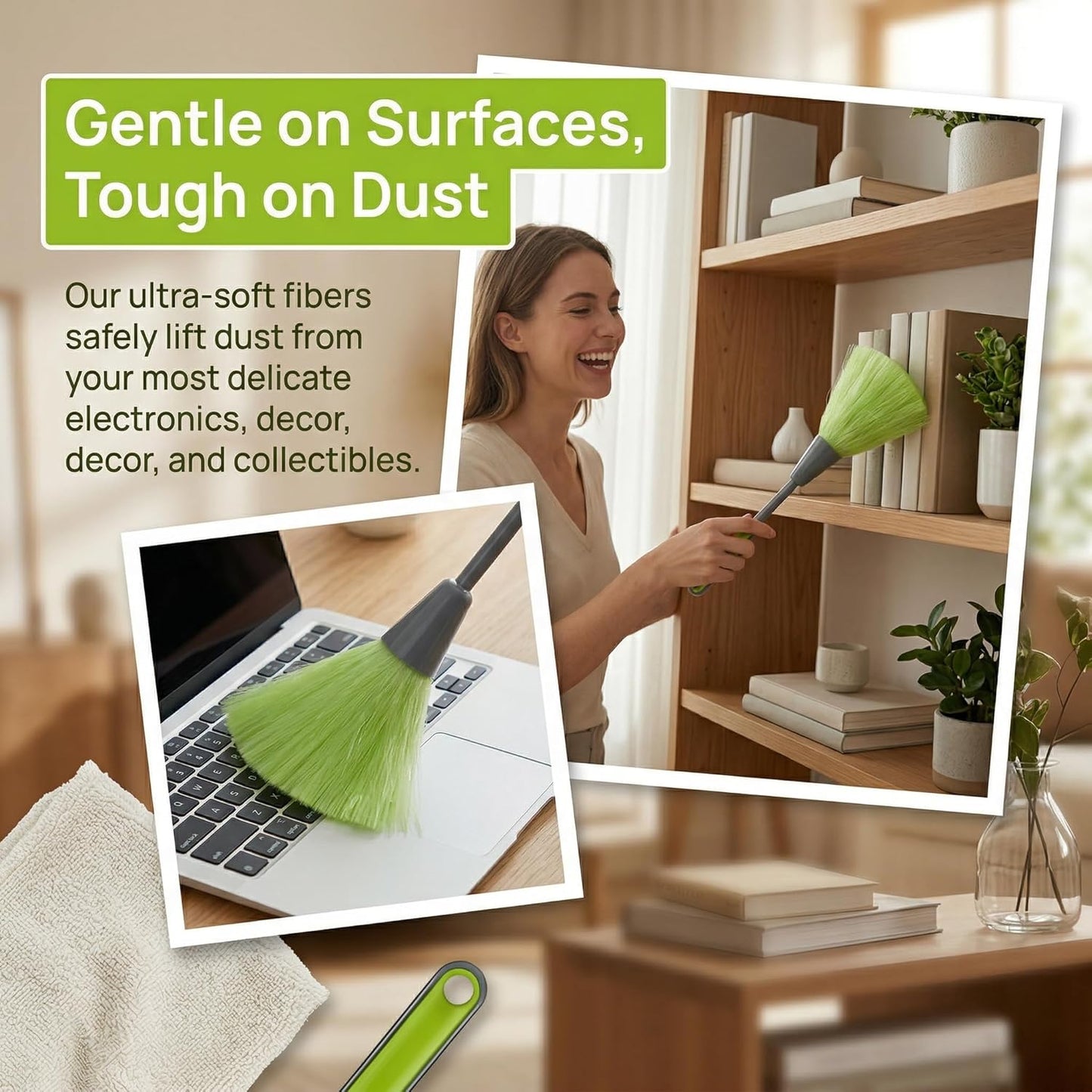 Mini Duster for Desk and Office Small Microfiber Cleaning Tool 10" Dusters for Keyboard Laptop Photo Frames and Books Handy Microfiber Duster for Quick Office