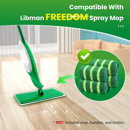 4 Pack Spray Mop Pads Refills Compatible with Libman Freedom Spray Mop, Reusable Microfiber Spray Mop Head Replacement, 16 in Spray Mops for Floor Cleaning (ONLY Pads)