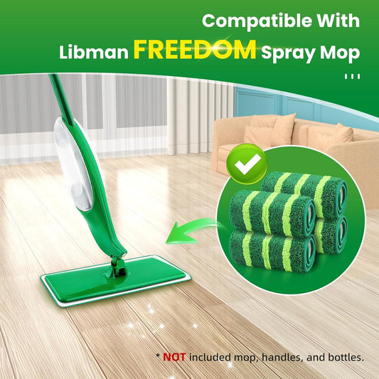 4 Pack Spray Mop Pads Refills Compatible with Libman Freedom Spray Mop, Reusable Microfiber Spray Mop Head Replacement, 16 in Spray Mops for Floor Cleaning (ONLY Pads)