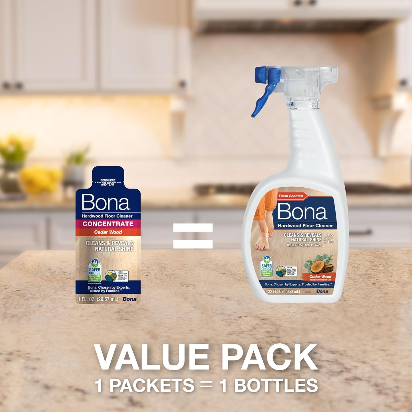 Bona Hardwood Floor Cleaner Refill - 128 fl oz - Unscented - Refill for Bona Spray Mops and Spray Bottles - Residue-Free Floor Cleaning Solution for Wood Floors