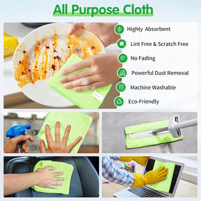 FIXSMITH Microfiber Cleaning Cloth - Pack of 8, Size: 12 x 16 in, Multi-Functional Cleaning Towels, Highly Absorbent Cleaning Rags, Lint-Free, Streak-Free Cleaning Cloths for Car Kitchen Home