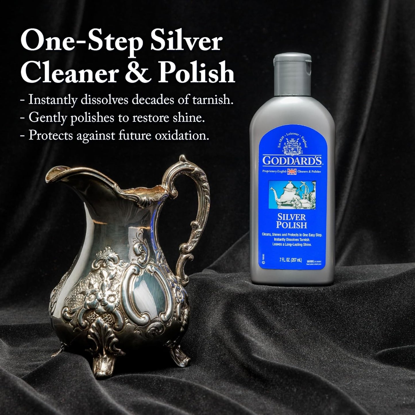 Goddard’s Silver Polish Foam – Silver Jewelry Cleaner for Antiques, Accessories, Ornaments & More – Silver Cleaner for Silverware Protection – Tarnish Remover for Jewelry w/Sponge Applicator (6 oz)