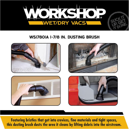 WORKSHOP Wet/Dry Vacs Shop Vacuum Accessories WS25001A Dusting Brush Attachment for Wet Dry Vacuum Cleaners, Fits 2-1/2-inch Extension Wands and Hoses