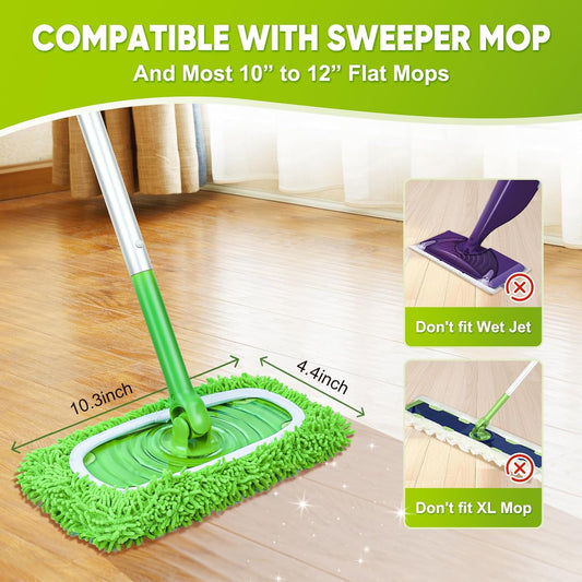 18-Pack Reusable Mop Pads Compatible with Swiffer Sweeper Mop - 100% Coral Fleece Washable Refills - Microfiber Dry & Wet Sweeping Cloths for Multi-Surface/Hardwood Floor Cleaning