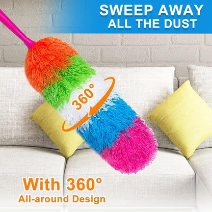 2 Pack 22-Inch Rainbow Reusable Microfiber Dusters,Bendable and Washable Feather Duster for Everyday Cleaning in Home, Library, Office, Car, and More