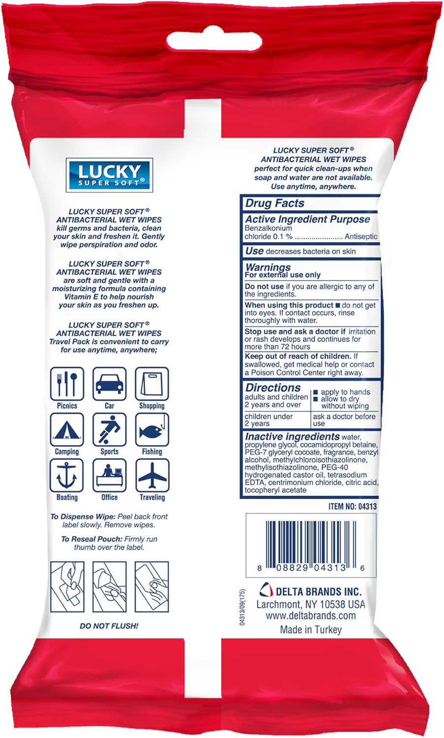 Lucky Super Soft Antibacterial Wet Wipes, 40 Count