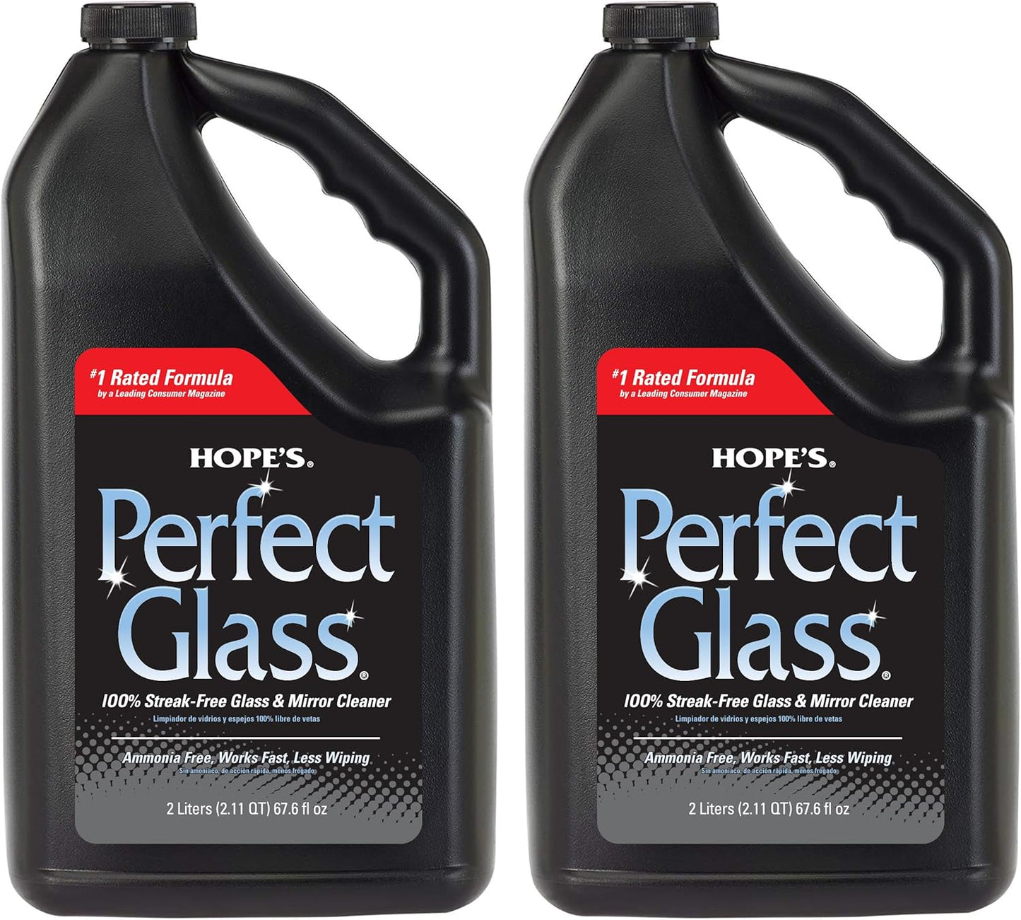 HOPE'S Perfect Glass Cleaner Spray Refill, Streak-Free, Ammonia-Free Window, Mirror, Screen, Tinted Glass, and Shower Door Cleaner, Indoor and Outdoor Glass Surfaces, 67.6 Ounce, Pack of 1