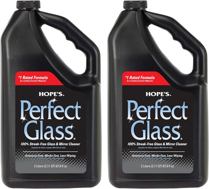 HOPE'S Perfect Glass Cleaner Spray Refill, Streak-Free, Ammonia-Free Window, Mirror, Screen, Tinted Glass, and Shower Door Cleaner, Indoor and Outdoor Glass Surfaces, 67.6 Ounce, Pack of 1