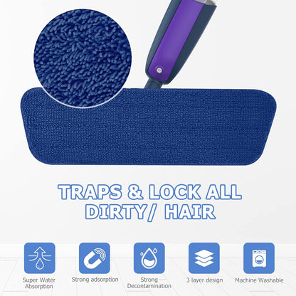 Spray Mops for Floor Cleaning: MEXERRIS Wet Mop with 3 Washable Pads for Swiffer Powermop - Floor Mop with Refillable Bottle - Home Commercial Dust Mops for Hardwood Laminate Ceramic Tiles