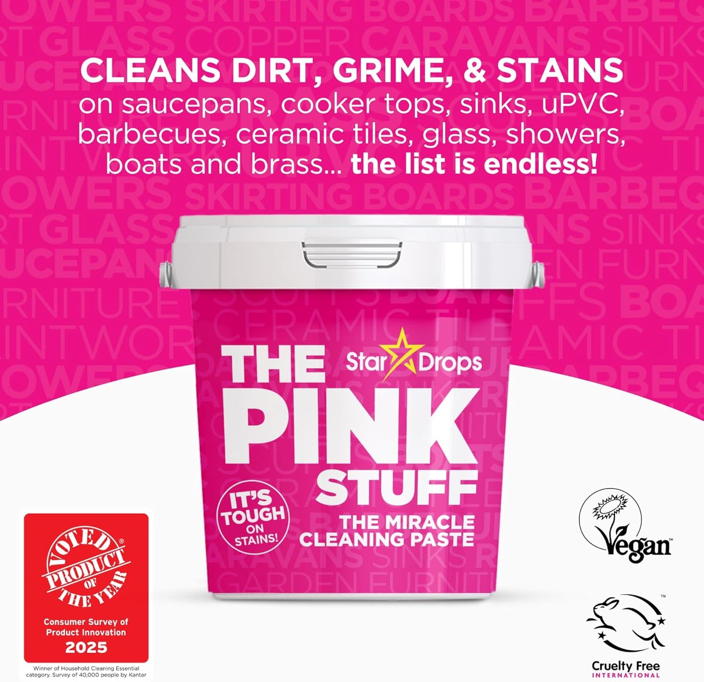 The Pink Stuff Cleaning Bundle Kit, Squeezable Cleaning Paste, Cleaning Paste, Toilet Foaming Powder, Multi Purpose Spray, Bathroom Cleaner Spray, Household Cleaning Supplies Set