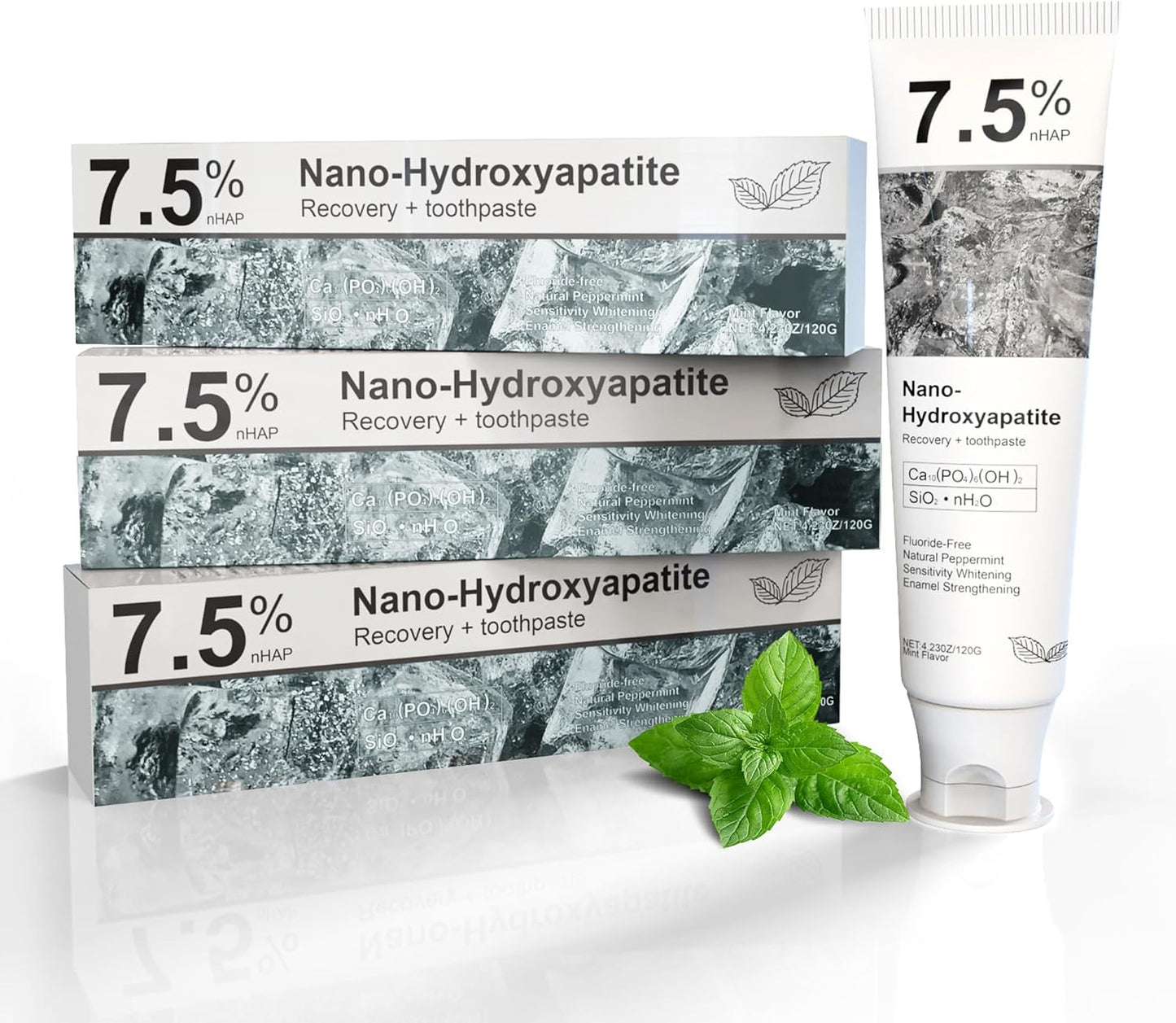 7.5% Nano Hydroxyapatite Toothpaste, SP-6 Probiotic Toothpaste, Helps Remineralize, Strengthens Enamel, Dentist-Formulated Whitening Toothpaste for Sensitive Teeth, Fluoride-Free, 4.23 oz 2Pack