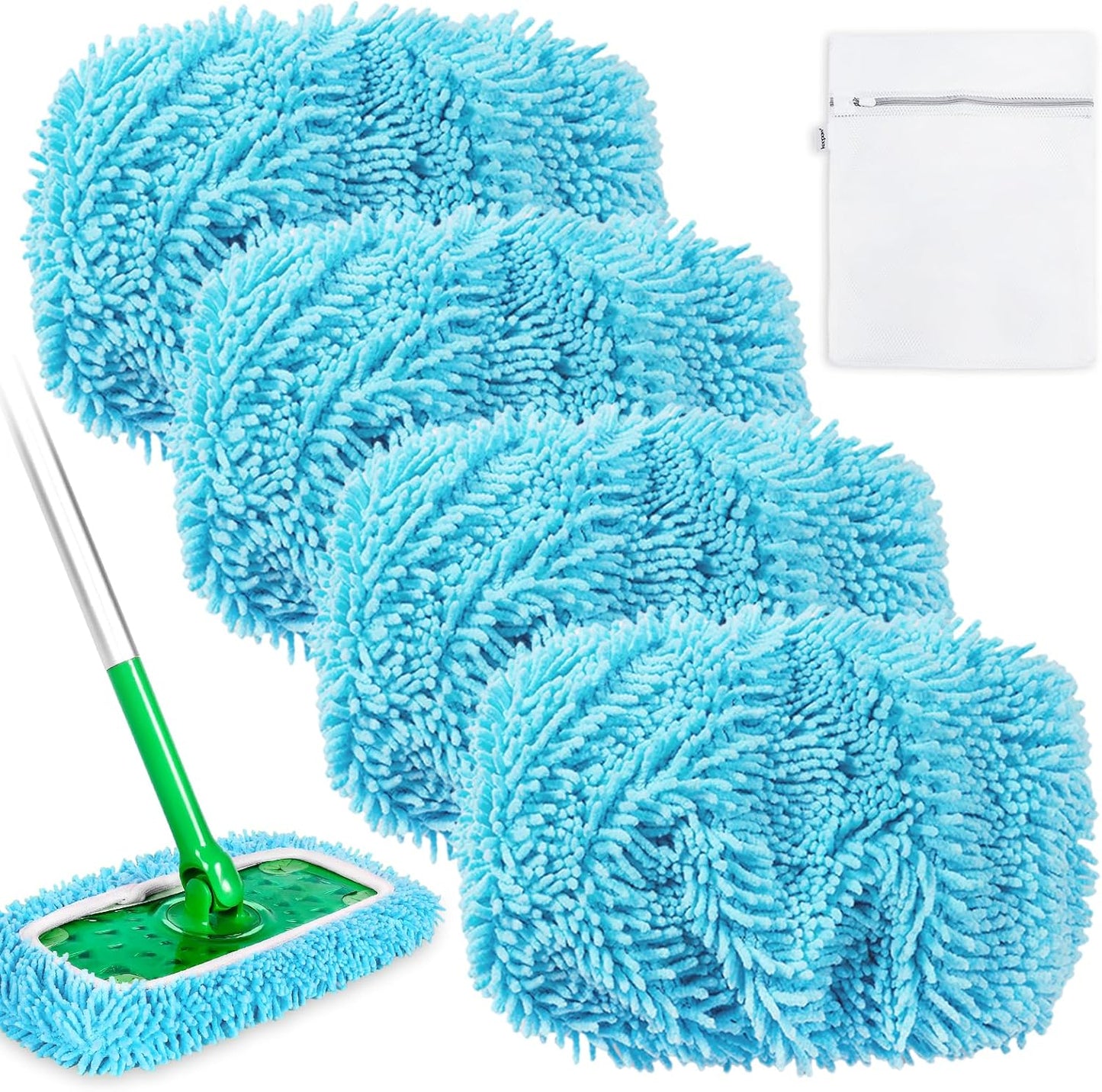 KEEPOW Reusable Dry Sweeping Cloths Microfiber Wet Pads Compatible with Swiffer Sweeper Mop and Sweep & Mop Deluxe, Replacement Mopping Pad Refills for Hardwood Floor Cleaning (2 Pack)