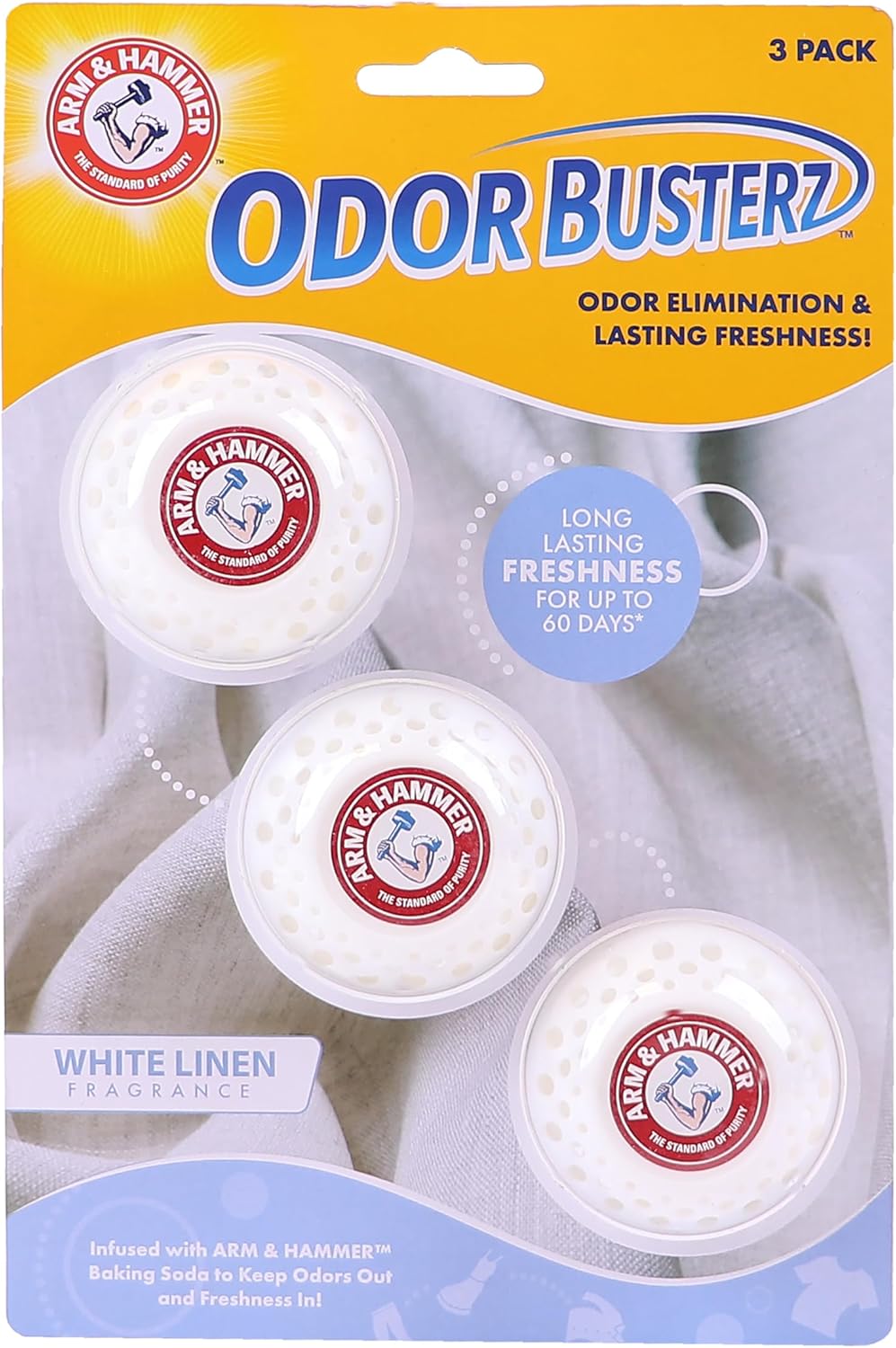 Arm & Hammer OdorBusterz® Odor Eliminator Balls, Clean Burst, 10 Count – Baking Soda Odor Control for Closets, Drawers, Hampers & Small Spaces