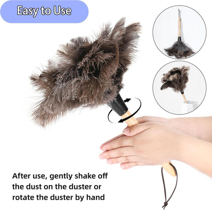 Soarer Extendable Ostrich Feather Duster - 40 inches Fluffy Long Handle Reusable Feather Duster for Cleaning Ceiling Fan,Pendant lamp, High Ceiling, Blinds, Furniture