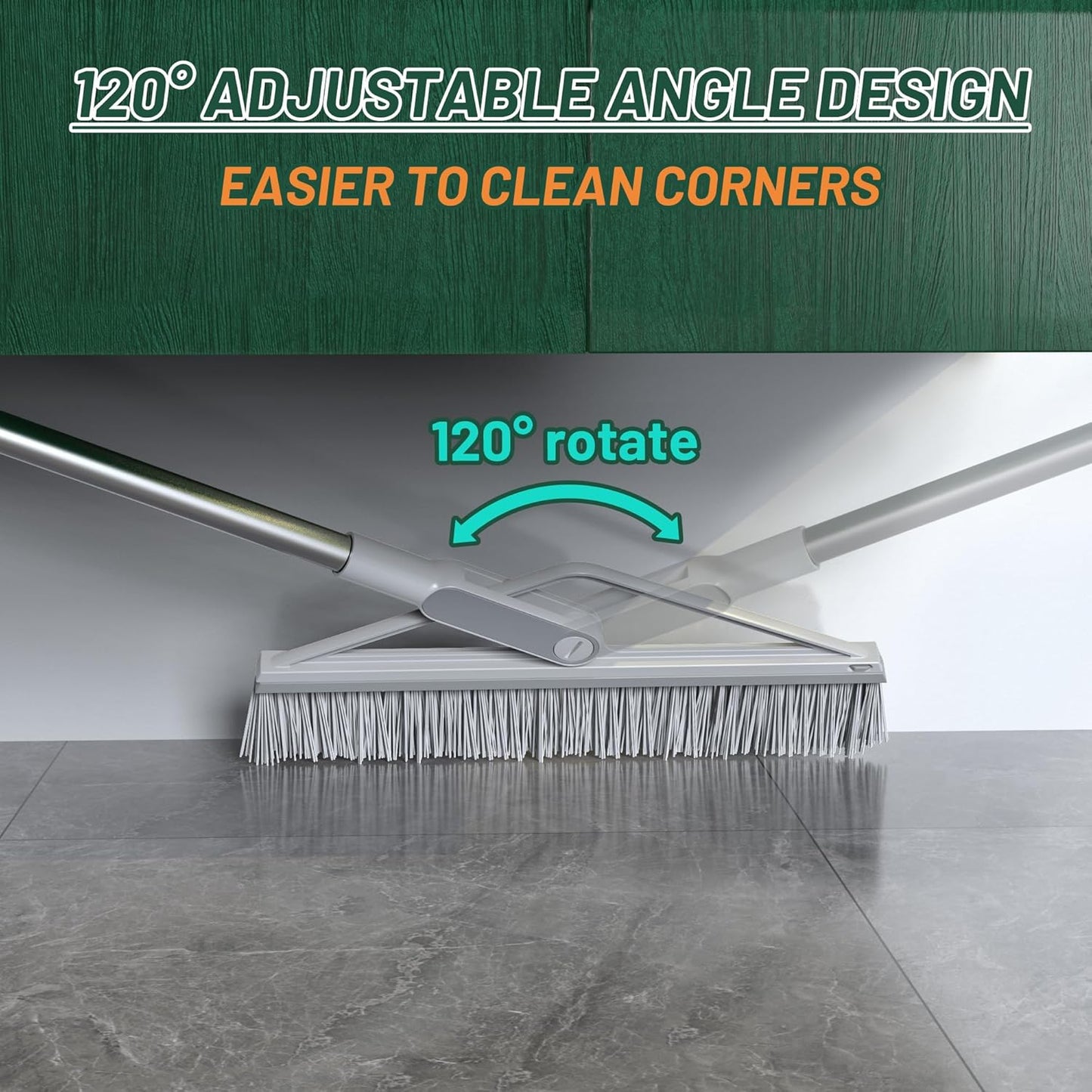 KOLLIEE Floor Squeegee Adjustable 59'' Long Handle Professional Floor Squeegee with Hook Water Squeegee Foam Blade for Concrete Floor Tile Pet Hair Floor Wiper