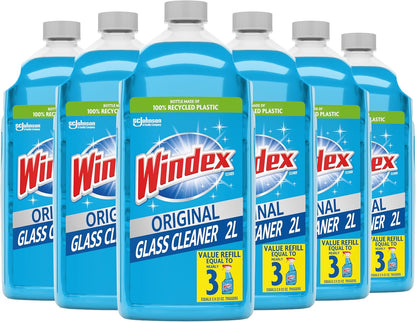 Windex Glass and Window Cleaner Spray Bottle, Packaging Designed to Prevent Leakage and Breaking, Surface Cleaning Spray, Original Blue Scent, 23 Fl Oz