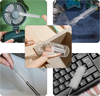 CiaraQ Bottle Cleaning Brushes, 8 Inch Nylon Tube Brush Set, Cleaner for Narrow Neck Bottles Cups with Hook, Set of 10pcs