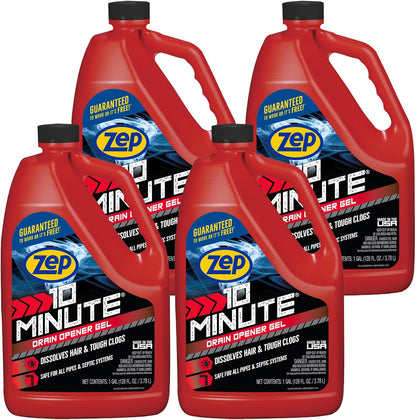 Zep 10 Minute Drain Opener Gel 64 Ounce - ZHCR64NG - Commercial Strength, Fast Acting and Safe for All Pipes