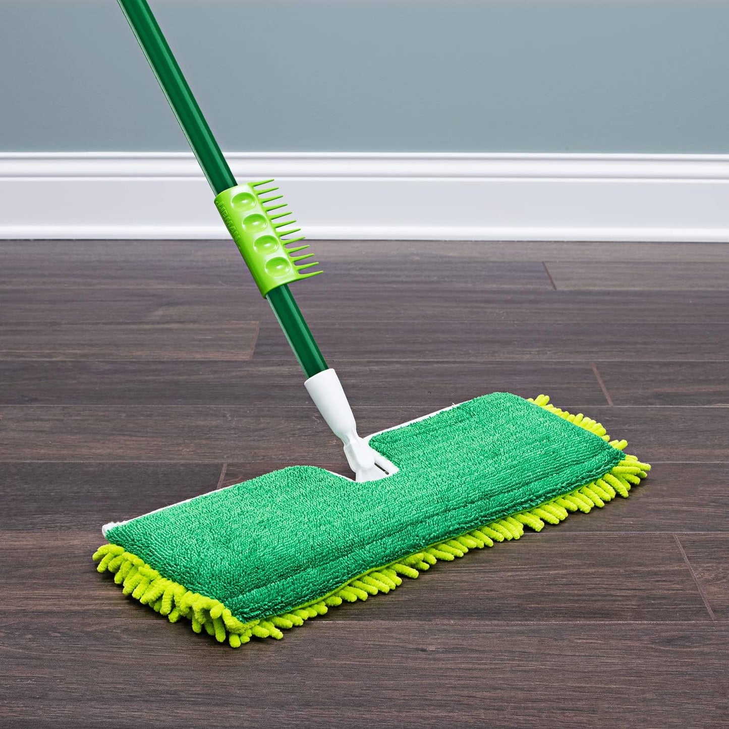 Libman 18" 2-Sided Microfiber Dust Mop, Double Sided Dry Wet Mops for Floor Cleaning, Hardwood, Laminate, Tile Cleaner, 360 Degree Swivel Head, 49” Long Handle