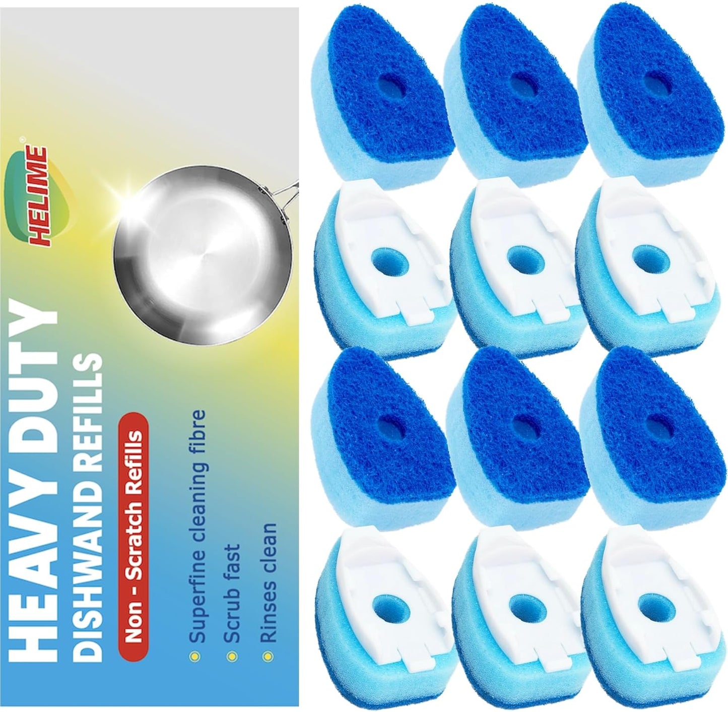 Dishwand with Refills, Dish Wand with Handle Replacement Sponge Heads, Non Scratch Soap Control Leak-Proof Dispenser Scrub,Heavy Duty Advanced Scrubber Brush Pads for Cleaning Dishes Sink Washing Tool