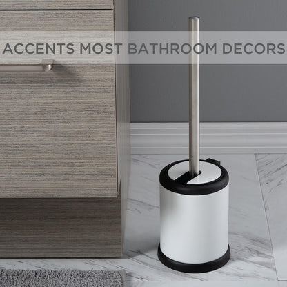 Bath Bliss Toilet Brush and Holder | Self Closing Lid | 360 Degree Brush Head | Bathroom Cleaning | Compact Size | Storage and Organization | Stainless Steel