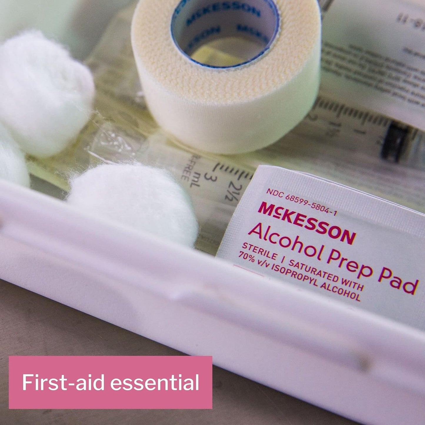 McKesson Alcohol Prep Pads [Pack of 100] 70% Isopropyl, Individually Wrapped Wipes, Sterile, Medical-Grade, First Aid, Large