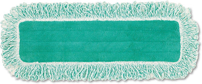 Rubbermaid Commercial Products HYGEN 24" Microfiber Dust Pad with Fringe Green for Janitorial/Professional Cleaners and Heavy-Duty Industrial Cleaning/Dusting/Sweeping