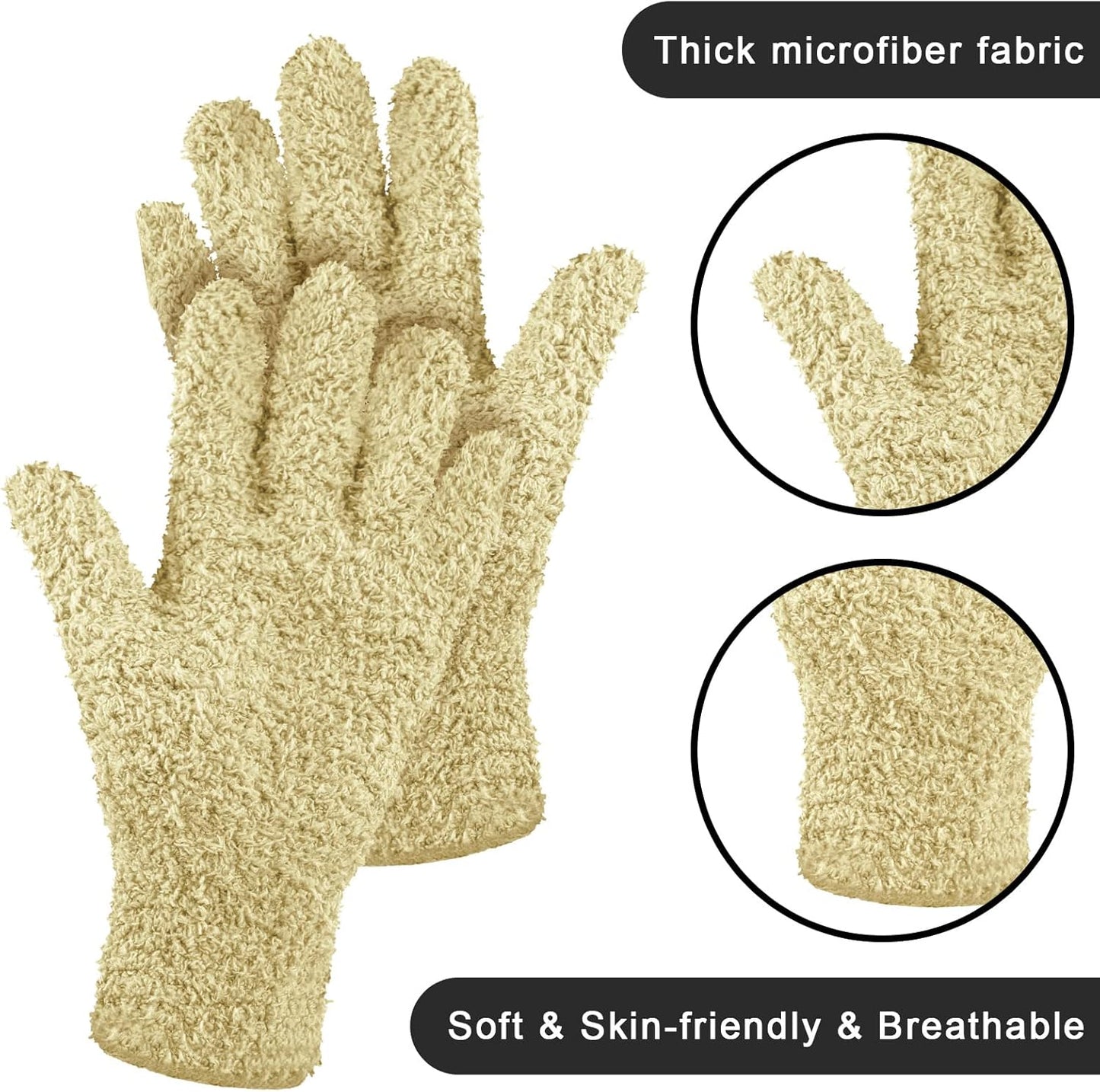 Patelai 3 Pairs Microfiber Plant Dusting Gloves Leaf Cleaning Gloves for Indoor Plants, Blinds, Furniture, House (Green Yellow,Blue,Pink,Medium)