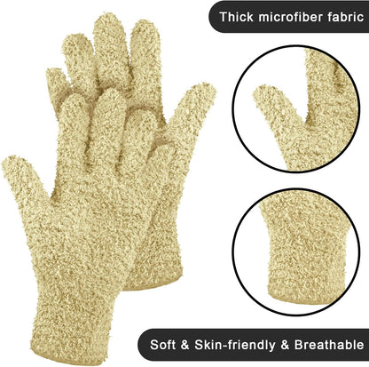 Patelai 3 Pairs Microfiber Plant Dusting Gloves Leaf Cleaning Gloves for Indoor Plants, Blinds, Furniture, House (Green Yellow,Blue,Pink,Medium)