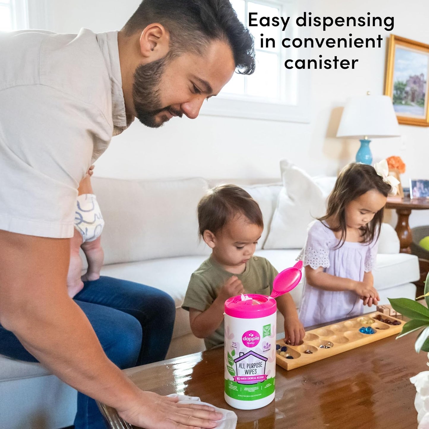 Dapple Baby All Purpose Cleaning Spray and All Purpose Wipes - (2 Pack) 16.9 fl oz Bottle - 30 Cleaning Wipes Total - Fragrance-Free, Hypoallergenic & Plant-Powered - Baby Essentials