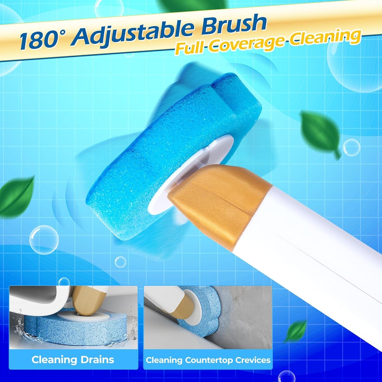 Disposable Toilet Cleaning Brush - Toilet Bowl Cleaner Wand and Holder Set with 60 Refills, Wall Mounted Clean Stick Brush Heads Kit with Handle for Bathroom Bathtub Cleaning System