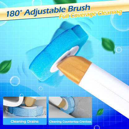 Disposable Toilet Cleaning Brush - Toilet Bowl Cleaner Wand and Holder Set with 60 Refills, Wall Mounted Clean Stick Brush Heads Kit with Handle for Bathroom Bathtub Cleaning System