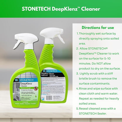 Cleaner Spray Bottle for Stonetech Deepklenz - Removes Dirt, Grime, Grease, Oil & Food Stains - Cleans Natural Stone, Tile & Grout Surfaces - Maximum Strength Multi-Surface Cleaner for Home - 24 oz