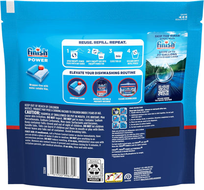Finish Power Dishwasher Pods, No Pre-Rinse Dishwasher Detergent Soap For Deep Clean & Shine with Degreasing Power, 43 Count