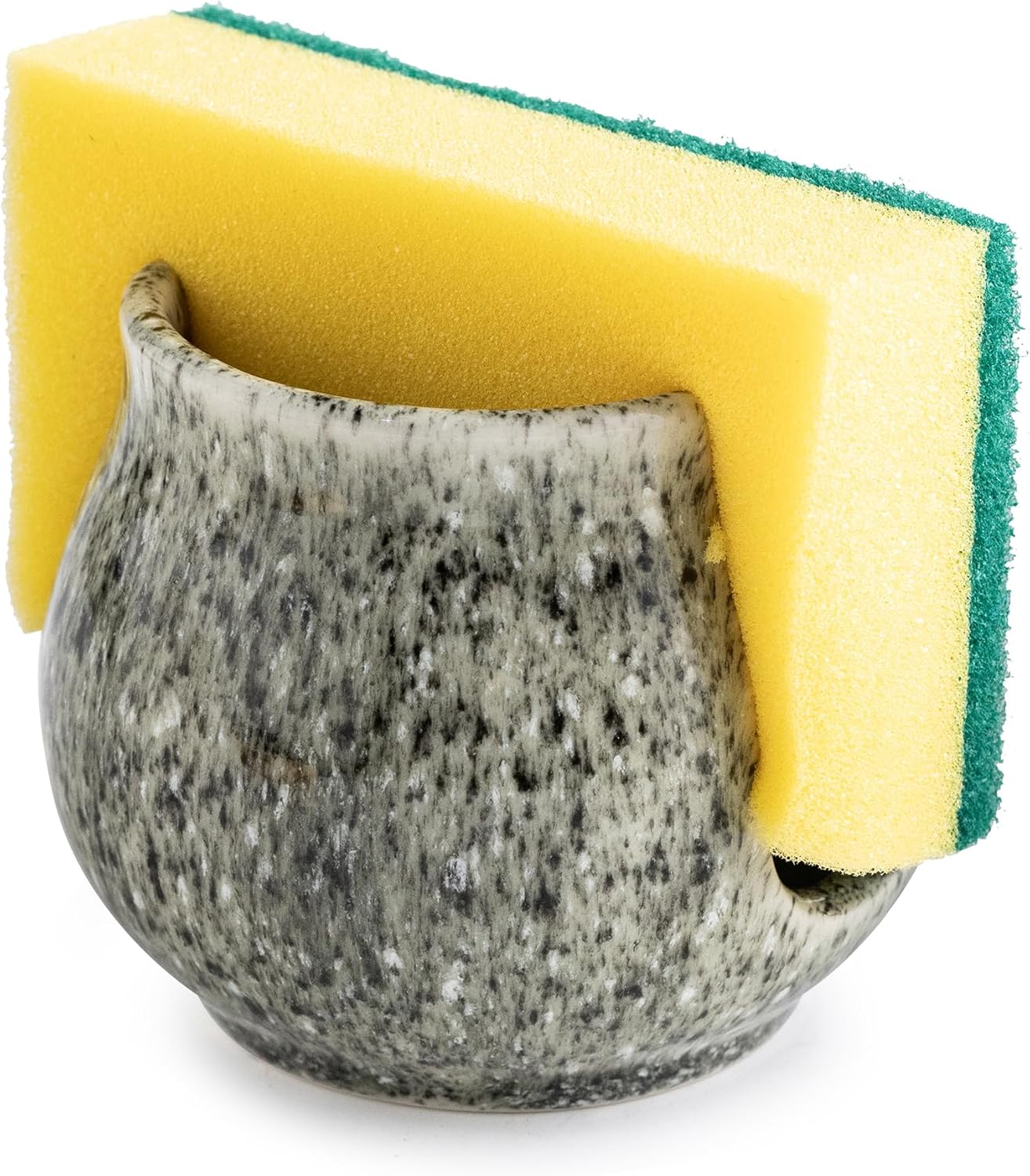 Zoeeker Sponge Holder for Kitchen Sink, Ceramic Dish Sponge Dish Rack Scrubby Caddy Kitchen Organizer Cute Sink Caddy Organizer, Farmhouse Decor, Speckled Glaze