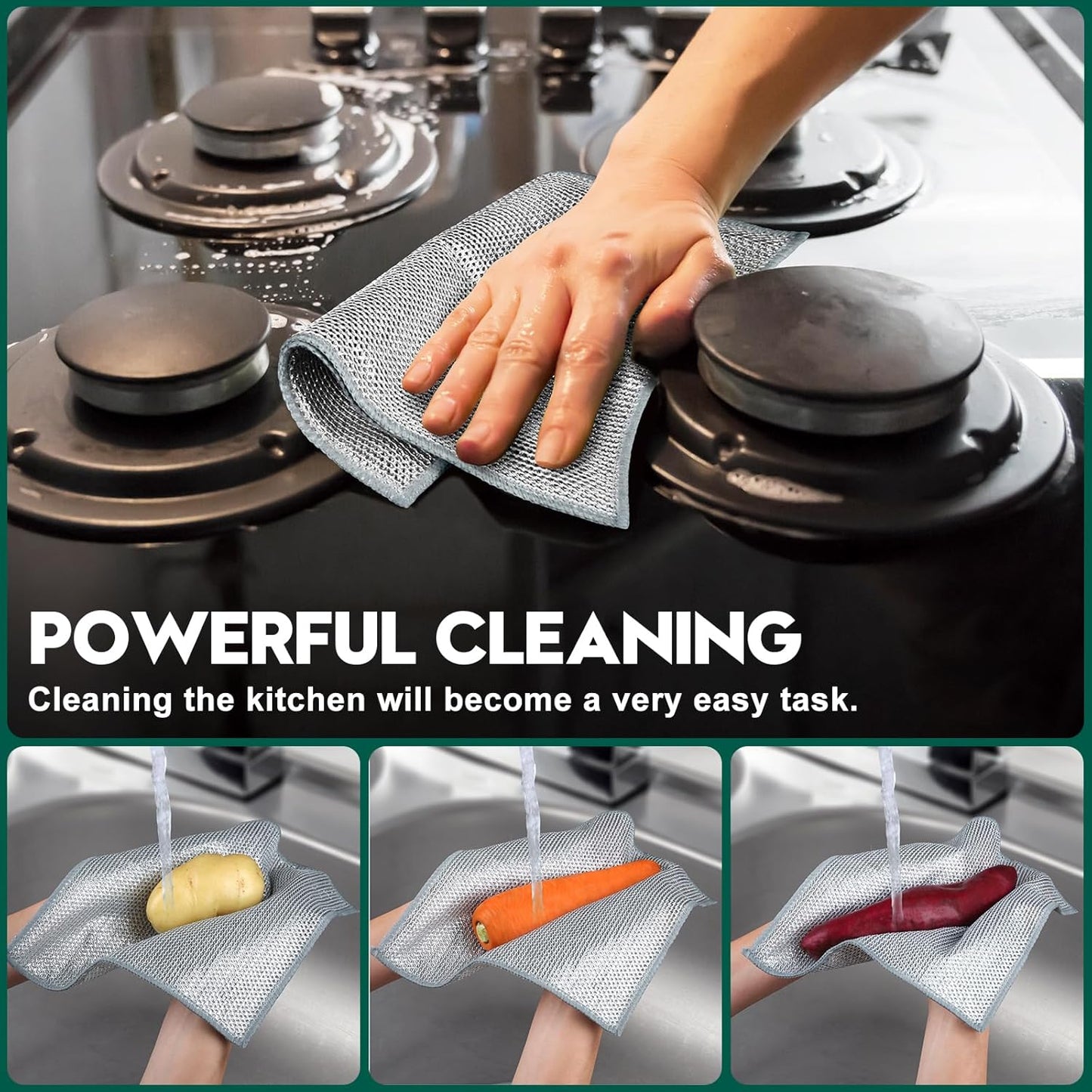 Steel Wool Scrubber, Wire Dishwashing Rags, 10 Pcs Multipurpose Wire Dishcloth, Wet & Dry for Cookware, Sinks, Dishes, Stoves & Fireplaces 5.9“ x 3.9”