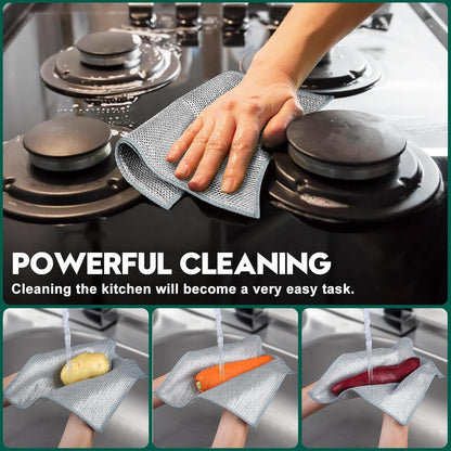 Steel Wool Scrubber, Wire Dishwashing Rags, 10 Pcs Multipurpose Wire Dishcloth, Wet & Dry for Cookware, Sinks, Dishes, Stoves & Fireplaces 5.9“ x 3.9”