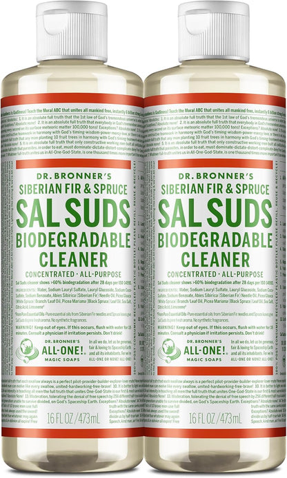 Dr. Bronner's Sal Suds Biodegradable Cleaner (1 Gallon) – All-Purpose Pine Mop Detergent for Floors, Multi-Purpose Household Formula, Dish Degreaser & Laundry Use