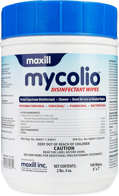 Mycolio Hospital Grade Disinfectant Wipes - 160 Wipes - 6" x 7"
