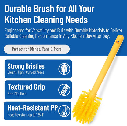 SPARTA Large Water Bottle Brush Ideal for Wide-Mouth Jars, Bottles and Tumblers, Dishwashing Tool with Handle for Home and Commercial Kitchens, Plastic, 12 Inches, White