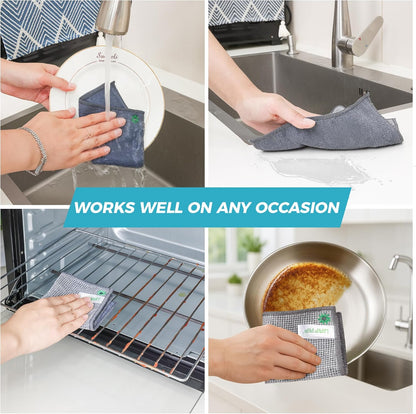 12 PCS Non Scratch Wire Dishcloth, Cleans Fast Without Scratching, Stands Up to Stuck-on Grime, Multi-Surface Safe, Wire Dishwashing Rag Cleaning Power for Everyday Jobs 7.87“ x 7.87”