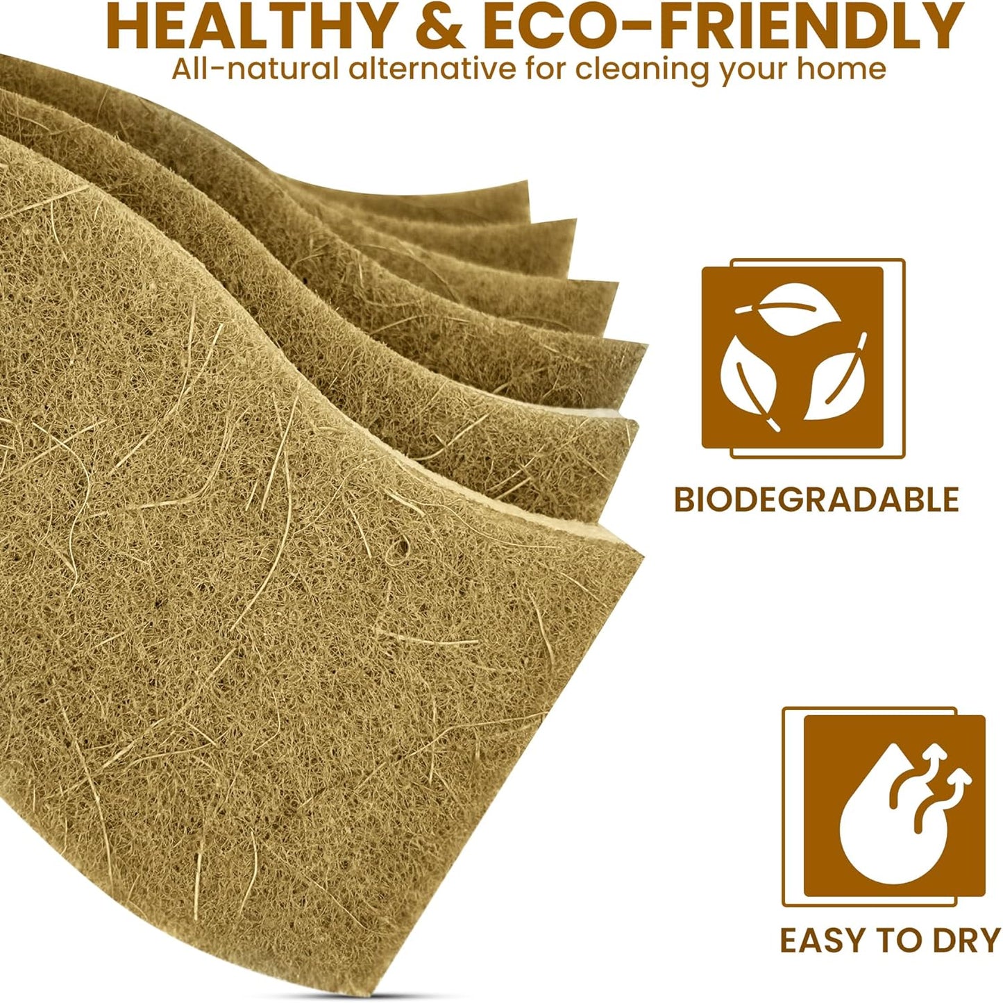 Natural Kitchen Sponge –12-Pack Biodegradable Sponges for Dishes –Compostable Dish Washing Scrubbers – Eco Friendly Non-Scratch Cellulose & Coconut Husk Scrubber Sponges for Cleaning